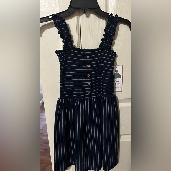 Rare Editions Navy and White Striped Dress - Picture 1 of 3